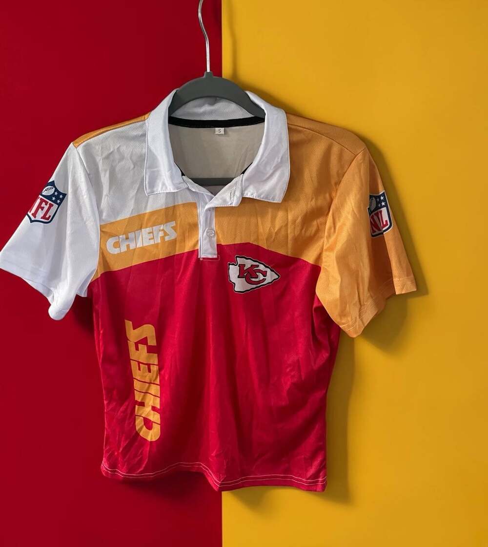 NFL Kansas City Chiefs Women/Child Polo Shirt Size S Vintage Colorblock
